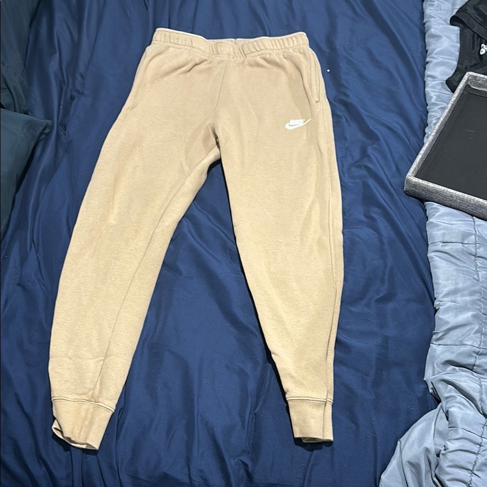 Nike Tan Jogger Sweatpants with Elastic Cuffs